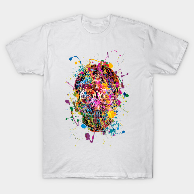 Funny Mexican Sugar Skull Grunge T-Shirt-TOZ